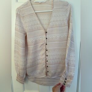 Veronica Beard Beige/Pinkish 100% Silk Patterned Blouse